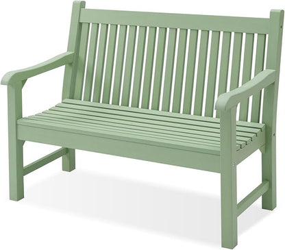 Psilvam Garden Bench, 2-Person Poly Lumber Patio Bench, All-Weather Outdoor Bench That Never Rot, Memorial Bench, Suit for Garden, Porch and Park (Green)