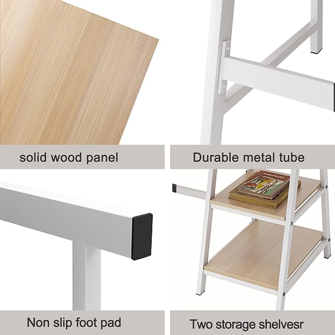 SogesHome Computer Desk 47inches Trestle Desk PC Desk with Shelf Office Desk Workstation for Home Office Use Writing Table,Maple