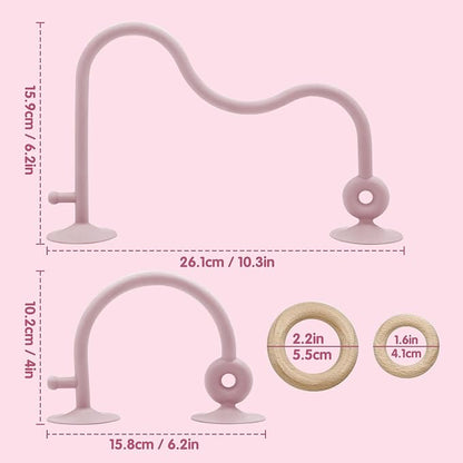 High Chair Toys with Suction Cups for Infant Toddlers,Food Grade Silicone Teething Toy for Kids 6 9 12 18 M+,Interactive Toys for 1 Year Old，Perfect for Travel and Restaurant（Pink）