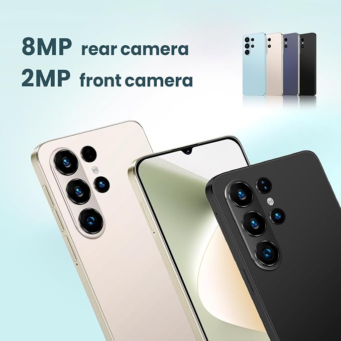Unlock Phone, 4G Network Android Phone, 6.3-inch Screen, 2GB RAM+16GB ROM/TF 128GB, Dual SIM Cards, Dual Cameras, Suitable for Novice Users (Dark Black)