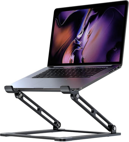 Laptop Stand for Desk, Adjustable Laptop Stand Holder Portable Laptop Riser with Multi-Angle Height Adjustable Computer Stand for MacBook Air/Pro and More Notebooks 10-17.3"-Black