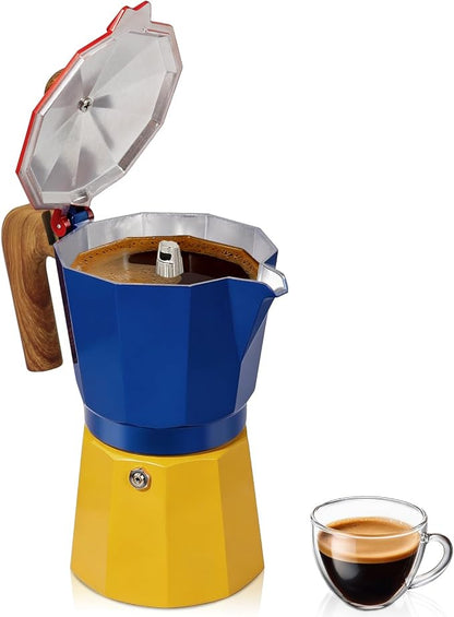 Coffee Maker Stovetop Espresso Maker 6 Cup Aluminum Moka Pot Percolator 10oz 300ml Easy Brewing for Electric Ceramic Stoves Home Camping Italian Cuban Café Classic