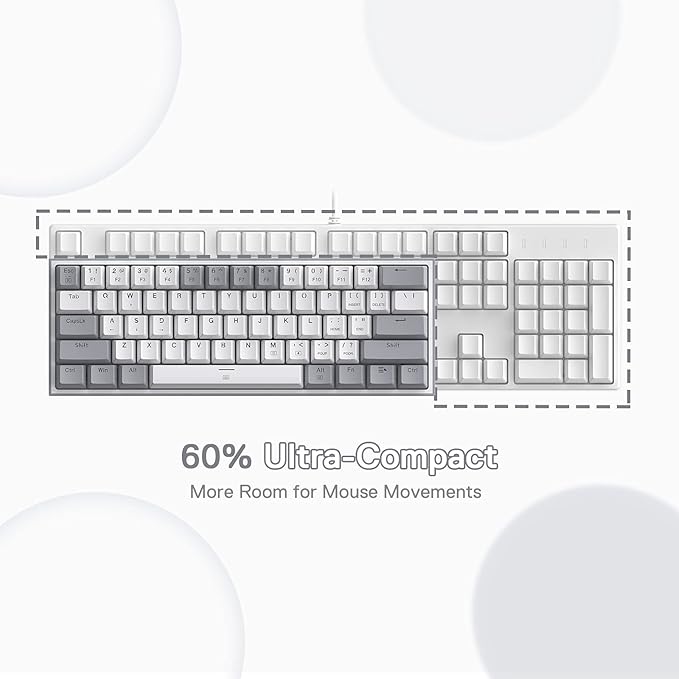 Redragon K617 Wired 60% Compact Hot-Swap RGB Gaming Mechanical Keyboard | 61 Keys Design for More Room to Aim, Swap-Ready Socket for Mod, Vibrant 20-Mode Lighting Hype Vibing, Pro Software Supported