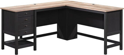 Sauder Cottage Road L-Desk, L: 65.12" x W: 58.66" x H: 29.76", Raven Oak Finish