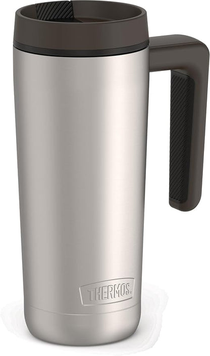 THERMOS ALTA SERIES Stainless Steel Mug 18 Ounce, Matte Steel/Espresso Black
