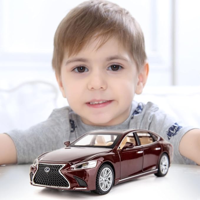 BDTCTK 1/32 Compatible for Lexus Ls500h Model Car, Zinc Alloy Pull Back Toy car with Sound and Light for Kids Boy Girl Gift(Brown)