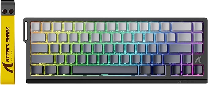 ATTACK SHARK X68 HE RT Mechanical Gaming Keyboard 60% Wired TKL-Moonlight | Adjustable Actuation,Hall Effect Magnetic Switch,8KHz Polling Rate,RGB Backlit,Top Mount,Side Printed Keycap for PC Mac Gamer