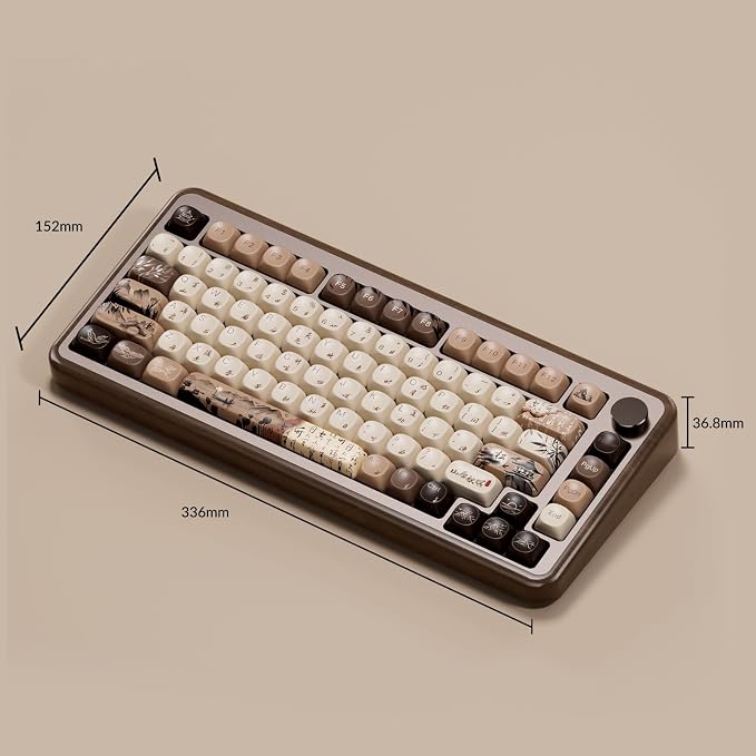 Akko MU02 Mechanical Keyboard with Walnut Wooden Case 75% RGB 2.4G Wireless/Bluetooth/Wired Hot-Swappable Gaming Keyboard with PBT Dye-Sub Keycaps for Mac & Win (Mountain Seclusion, Rosewood Switch)
