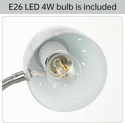 Eye-Caring Table Lamp of Simple Designs Home E26 Led Screw Basic Metal Desk Lamp with Flexible Gooseneck Hose Neck Study Lamp for Bedroom Office Living Room Convenient On/Off Switch(Yellow)