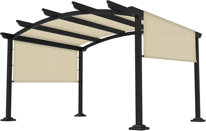 16' × 22' Pergola Shade Cover Universal Replacement Canopy Cover Outdoor Durable Fabric Sun Shade Cloth for Deck Patio Porch Backyard Gazebo with Grommets & Weighted Rods, Beige
