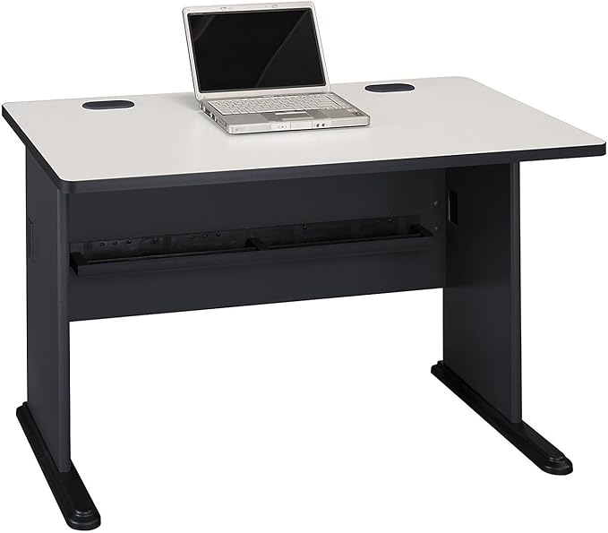 Bush Business Furniture Series A 48W Computer Desk in White Spectrum and Slate, Small Office Table for Home or Professional Workspace