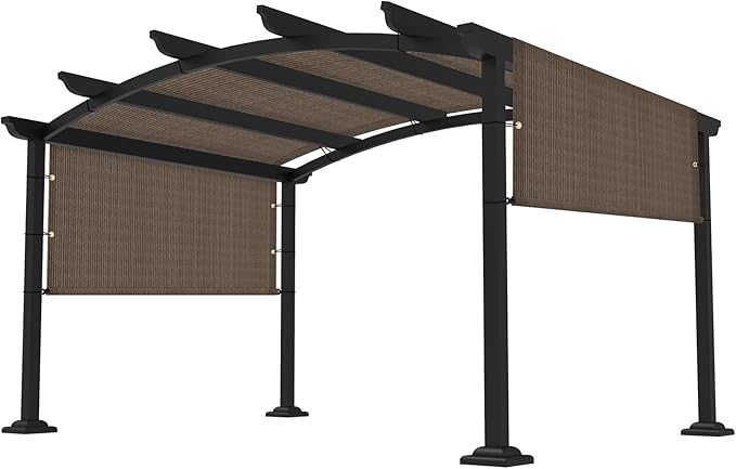 6' × 19' Pergola Shade Cover Universal Replacement Canopy Cover Outdoor Durable Fabric Sun Shade Cloth for Deck Patio Porch Backyard Gazebo with Grommets & Weighted Rods, Brown