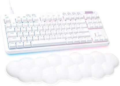 Logitech G713 Wired Mechanical Gaming Keyboard with LIGHTSYNC RGB Lighting, Clicky Switches (GX Blue), and Keyboard Palm Rest, PC/Mac Compatible - White Mist