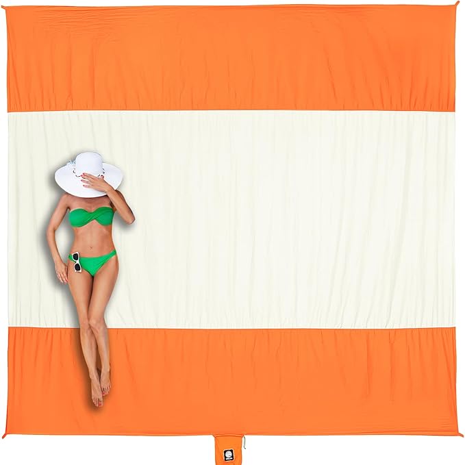 WEKAPO Beach Blanket Sandproof Waterproof, Extra Large Beach Mat, Oversized & Compact Sand Free, Quick Drying Beach Essentials for Vacation, Cruise, Picnic & Camping with Stakes