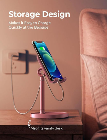 LISEN Cell Phone Stand Phone Holder for Desk, Gaming for Nintendo Switch | Pink Desk Accessories for Women Office Cute, Vanity Decor Pink Gifts Girls, Kawaii Bathroom Dorm Room Essentials Decor