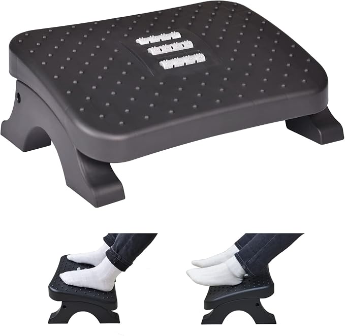 Scalebeard Under Desk Footrest, Ergonomic Foot Stool with Massage Rollers Max-Load 120Lbs Desk Leg Rest Pain Relief for Home Office Work