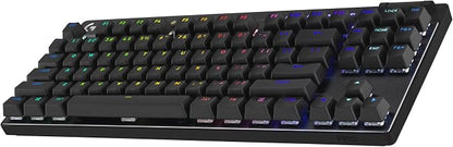 Logitech G PRO X TKL Lightspeed Wireless Gaming Keyboard (Linear) - Black | Lightspeed wireless, Ultra-Portable Tenkeyless Design, LIGHTSYNC RGB, PBT keycaps, Linear Switches