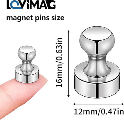 LOVIMAG Fridge Magnets 25Pcs, Magnet for Refrigerator Whiteboard, Silver | Small Strong Neodymium Metal Cute Push Pin for Classroom, Kitchen, Accessories Decorative, Office, Calendar