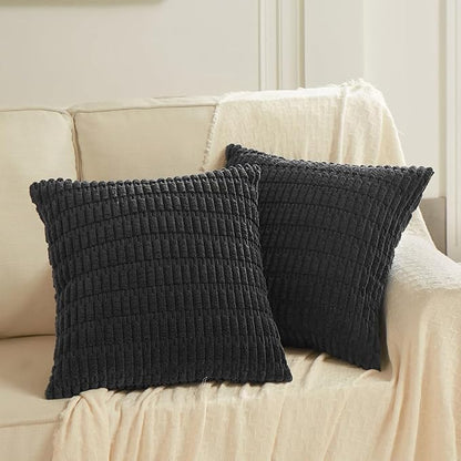 Fancy Homi 4 Packs Decorative Throw Pillow Covers for Living Room Couch Bed, Modern Farmhouse Boho Home Décor Accent Cushion Case, 16" x 16", Black