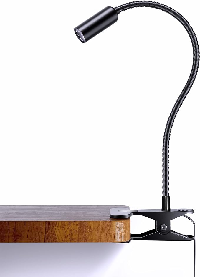 JHD Led Desk Lamp with Clamp - 10 Brightness Levels, 12" Flexible Gooseneck,Eye Protection USB Lamp - Suitable for Home Office, Reading, Bed Light,Quality Black Metal Clamp Light,Headboard Lamp