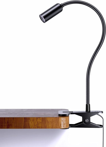 JHD Led Desk Lamp with Clamp - 10 Brightness Levels, 12" Flexible Gooseneck,Eye Protection USB Lamp - Suitable for Home Office, Reading, Bed Light,Quality Black Metal Clamp Light,Headboard Lamp