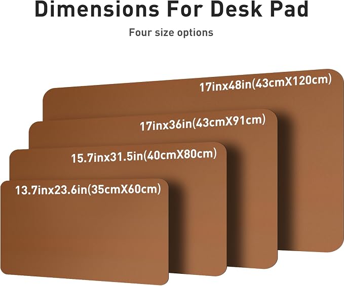 Aothia Leather Desk Pad Protector, Mouse Pad, Office Desk Mat, Non-Slip PU Leather Desk Blotter, Laptop Desk Pad, Waterproof Desk Writing Pad for Office and Home (48"x17",Brown)