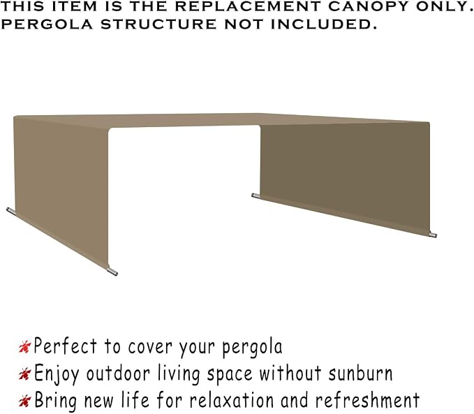 Alion Home Waterproof Pergola Cover - Universal Replacement Canopy (12' L x 10' W, Muddy Water)