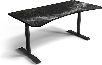 Arozzi Arena Special Edition Ultrawide Curved Gaming and Office Desk with Full Surface Water Resistant Desk Mat Custom Monitor Mount Cable Management Cut Outs - Gunmetal Galaxy