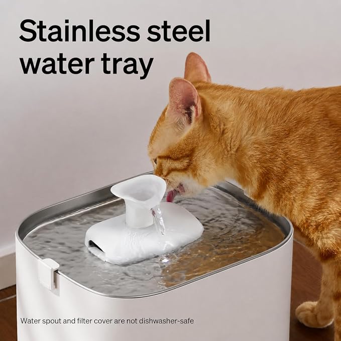 PETLIBRO Upgrade Cat Water Fountain Stainless Steel Tray, Dockstream 2 Cat Fountain Indoor, 3L/101oz Auto Cat Fountains for Drinking, App Monitoring Pet Water Fountain Dog, 5G WiFi Cat Water Dispenser