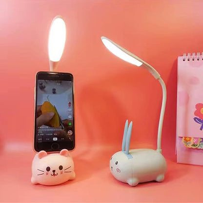 LED Desk Lamp，Mini Cat Night Light, Portable LED Table Light, Cute Foldable USB Rechargeable Reading Light Bedroom Children's Bedside Study (Green)