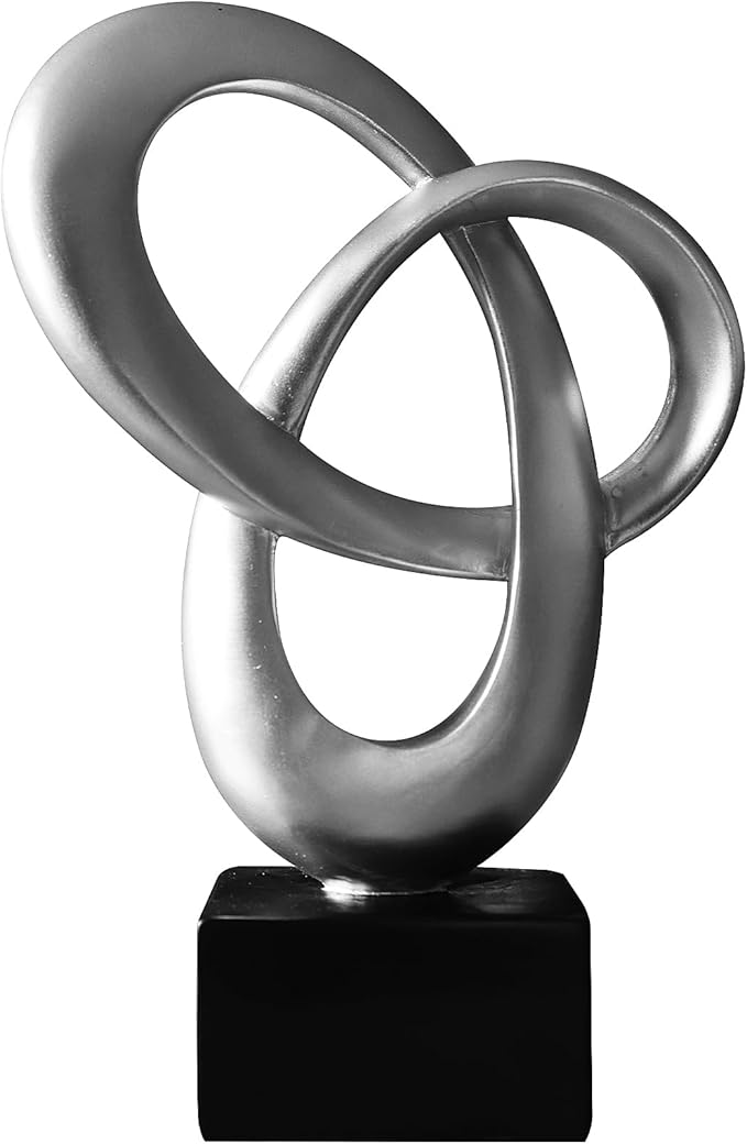Dosker Abstract Sculpture Knot Decor Mobius Stripe Statue (Silver) | Modern Sculpture for Home Decor,Coffee Table Decor for Living Room,Office