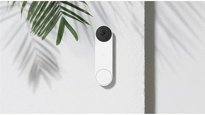 Google Nest Doorbell (Battery) - Snow | 6x digital zoom video doorbell, HD, 24/7 live view, Night vision, HDR, works with Google Home & Gemini