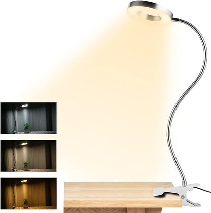 Clip on Light Reading Lights , 48 LED USB Desk Lamp with 3 Color Modes 10 Brightness, Eye Protection Book Clamp Light , 360 ° Flexible Gooseneck Clamp Lamp for Desk Headboard and Video Conferencing