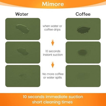 Mimore Coffee Mat - 16x24 Inch Green Bar Mat for Countertop - Absorbent, Hides Stains, Rubber Backed - Dish Drying Mat Fits Under Coffee Maker, Espresso Machine