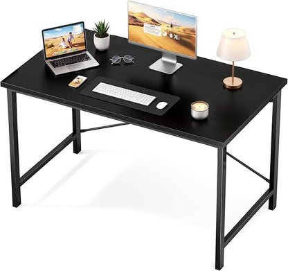 Sweetcrispy 44-Inch Small Computer Desk for Bedroom, Black | Gaming Writing Work and Study Desk for Home Office, Sturdy Metal Frame and Compact Modern Design with X-Shaped