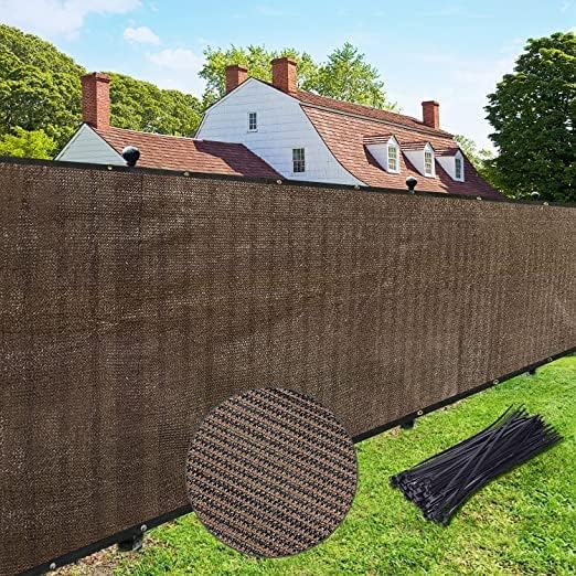 UPGRADE Privacy Fence Screen 5'x79' Brown Outdoor 90% Visibility Blockage 170 GSM Mesh Shade Cover Panels for Backyard,Balcony,Home Decoration with Zip Ties,Customized Avaliable