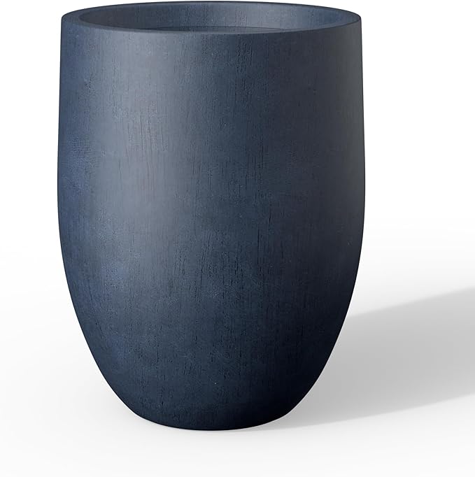 Kante Tall Concrete Planter, 21.7-Inch Height Antique Blue Large Indoor Outdoor Plant Pot with Drainage Hole for Patio Garden Home, Modern Decor for Flowers and Tree