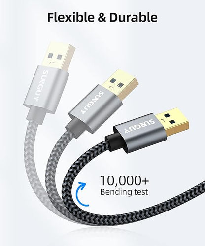 SUNGUY USB 3.0 Cable, 1.5FT USB Type A Male to Type A Male, Transfer Rate Up to 5Gbps Cable Compatible with Printers, Modems, Hard Drives, Cameras, HDD, DVD, Laptops, etc.
