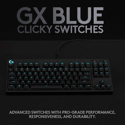 Logitech G PRO Mechanical TKL Tenkeyless Gaming Keyboard (Clicky) - Black | Ultra portable, detachable Micro USB cable, 16.8 million color Lightsync backlit keys