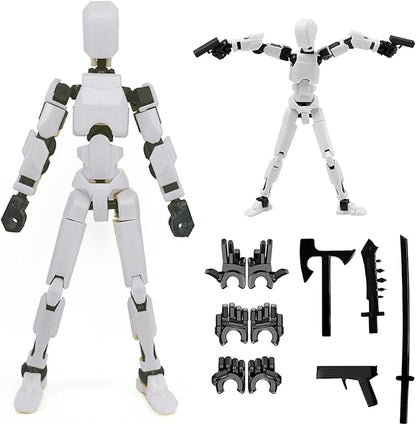 Dumwick Titan13 Action Figure, Lucky Robot 13 Action Figure,3D Printed Multi-Jointed Movable Action Figures,Dummy Robot 13 Figure Creative Gifts for Kids Adults(White)