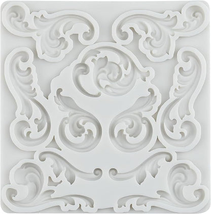 Baroque Curlicues Scroll Lace Polymer Clay Mold Baroque Scroll Relief Lace Silicone Molds for DIY Crafts Epoxy Resin Casting Air Dry Polymer Clay Plaster Jewelry Making