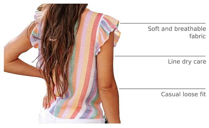 SHEWIN Womens Summer Crewneck Tank Tops Casual Ruffle Sleeveless Tops Shirts