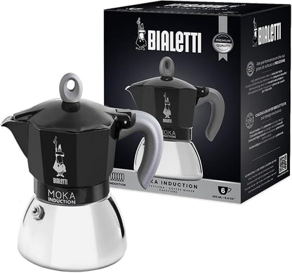 Bialetti - Moka Induction, Moka Pot, Suitable for all Types of Hobs, 6 Cups Espresso (9.4 Oz Espresso), 280 ml, Black