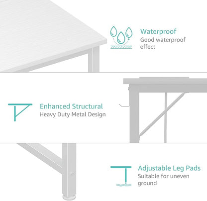 Lufeiya White Computer Desk with Power Outlet, 55 inch Teen Study Table Home Office Work Writing Gaming Desks with Charging Station Outlets Built in, White