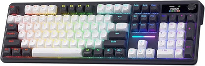 Redragon K762 PRO Wireless 104-Key Gasket Gaming Keyboard, Screen & Knob | Easy-Control LED Info Display, 0-Delay Tri-Mode, Cushioned 5-Layer Noise Dampening for Creamy Thocky Sound, Full-Size 104-Key