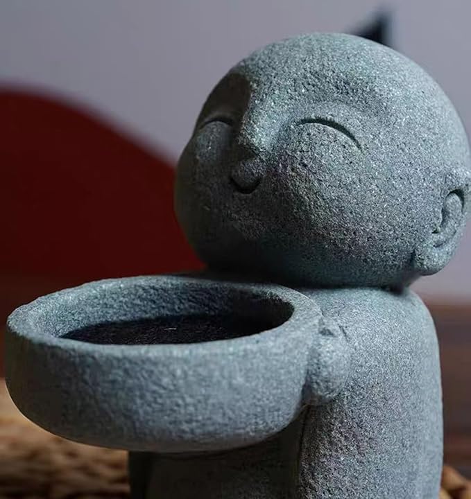 livelyfish Japanese Monk Statue Praying Zen Sandstone 3pcs Buddha Statues Asian Garden Sculpture for Wealth Good Luck FIish Tank Aquarium Decor, B