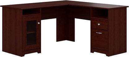 Bush Furniture Cabot L Shaped Computer Desk in Harvest Cherry | Corner Table with Drawers for Home Office
