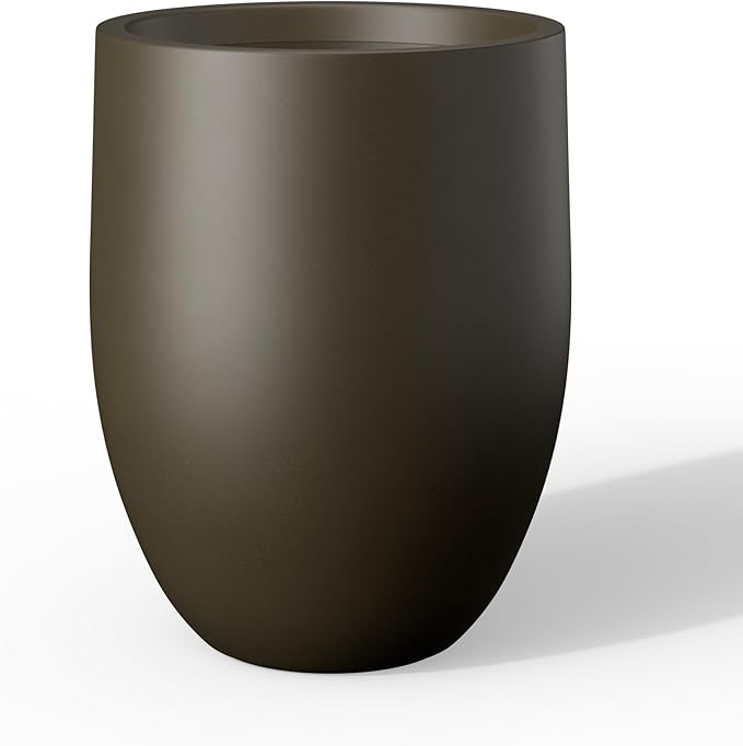 Kante Tall Concrete Planter, 21.7-Inch Height Dark Brown Large Indoor Outdoor Plant Pot with Drainage Hole for Patio Garden Home, Modern Decor for Flowers and Tree