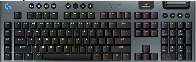 Logitech G915 X Lightspeed Wireless Gaming Keyboard (Clicky) - Black | Low Profile, Mechanical Switches, Double-Shot PBT Keycaps, RGB lighting, Aluminum finish, PC/Mac Compatible
