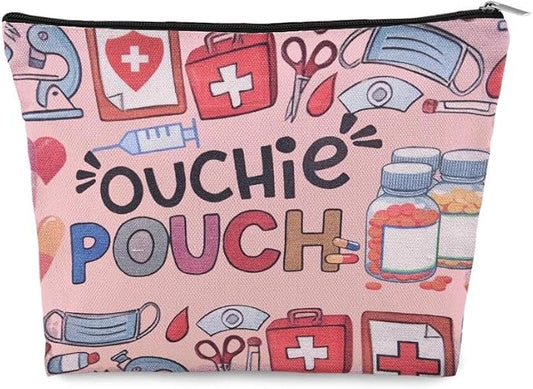 Small Ouchie Pouch Bag Canvas Medicine Storage Bags Wound Care Travel Bag Drug Storage Bags for Medicine First Aid Kit Zipper Pouches Emergency Pouch for Women Girls Doctor Nurse Pouches for Work